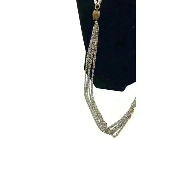 Silvertone long necklace-26 inches chain with beads - Picture 2 of 5